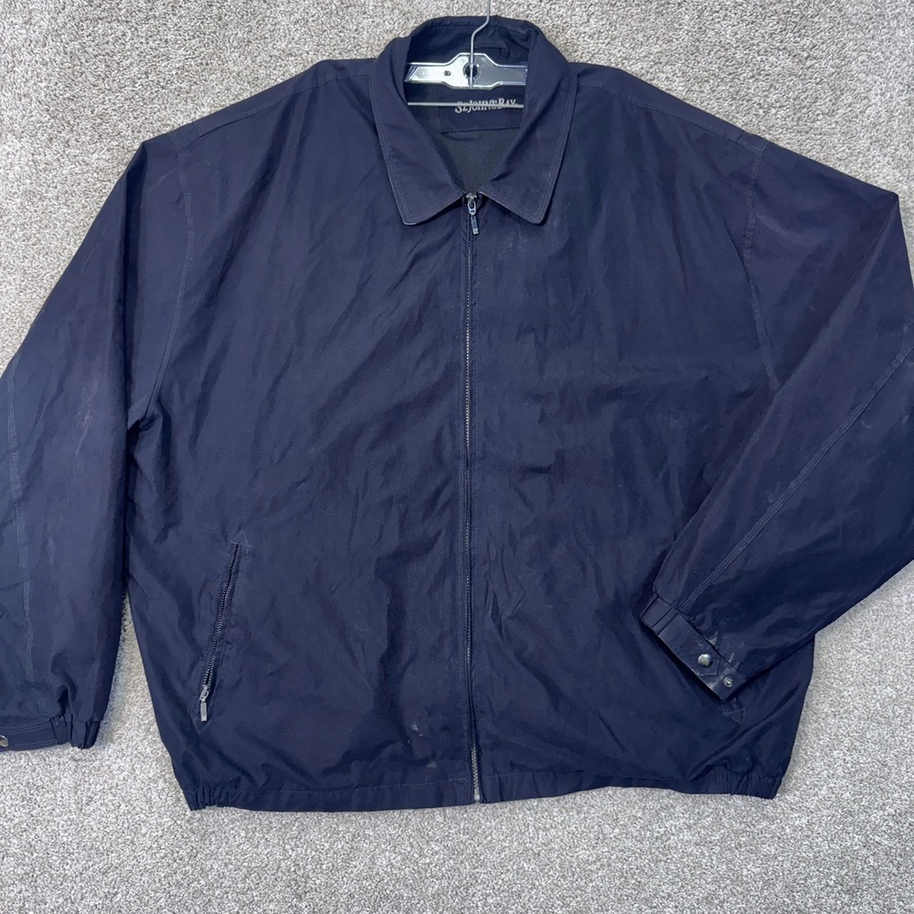 St. Johns Bay Jacket Mens 3XLT Windbreaker Navy Blue Full Zip EUC